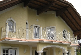 Balkon, geschmiedet, Weiß, Blattgold