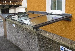 Überdachung Schmiedeeisen Glas VSG