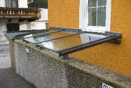 Überdachung Schmiedeeisen Glas VSG Eingang