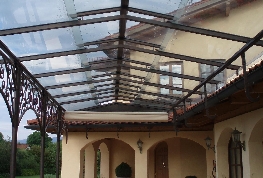 Glasdach Außenbereich Garten Stahl Schmiedeeisen Sicherheitsglas